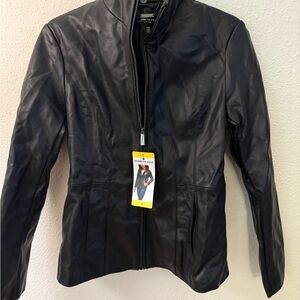 Kenneth Cole Women's Sleek Black Leather Jacket